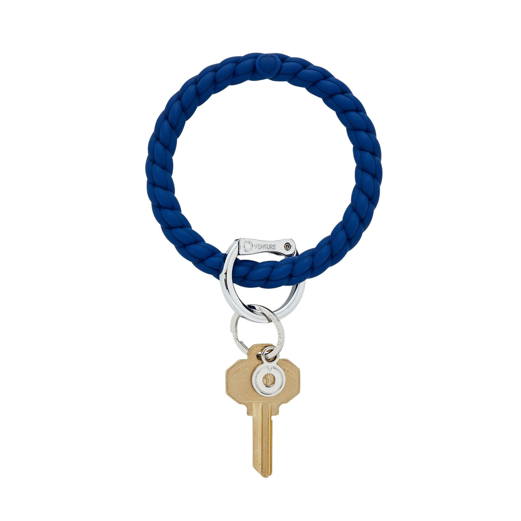 Braided Silicone Big O Key Ring Accessories Peacocks & Pearls Midnight Navy  