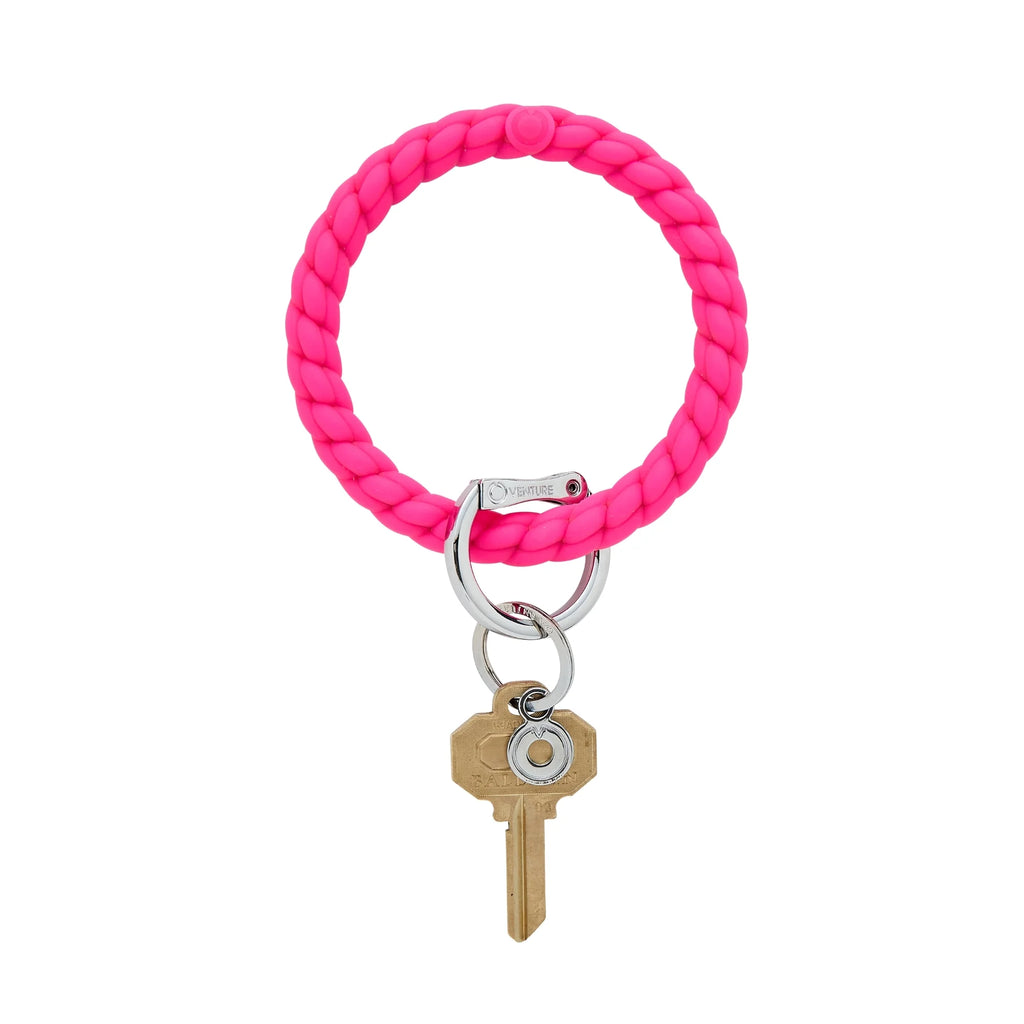 Braided Silicone Big O Key Ring Accessories Peacocks & Pearls Tickled Pink  