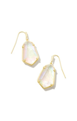 Alexandria Drop Earring Jewelry Kendra Scott Gold Iridescent Clear Rock Crystal  