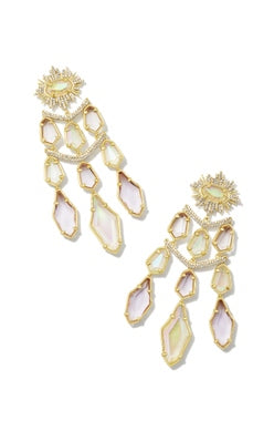 Alexandria Tiered Statement Earrings Jewelry Kendra Scott Gold White Mix  