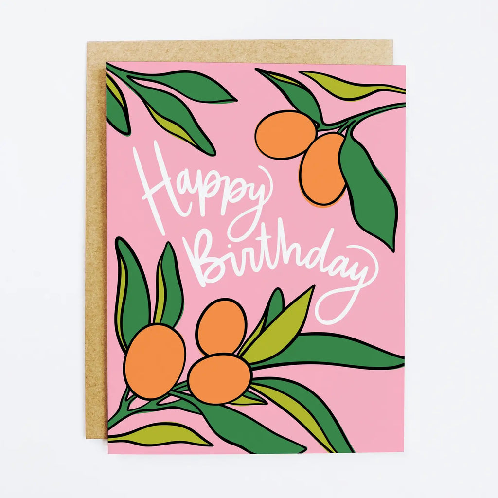 Golden Orange Birthday Card Home Peacocks & Pearls Pink  