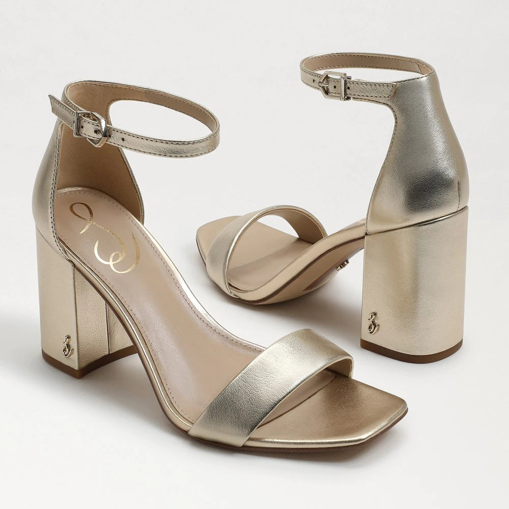 Daniella Block Heel Shoes Sam Edelman Gold Metallic Leather 6 