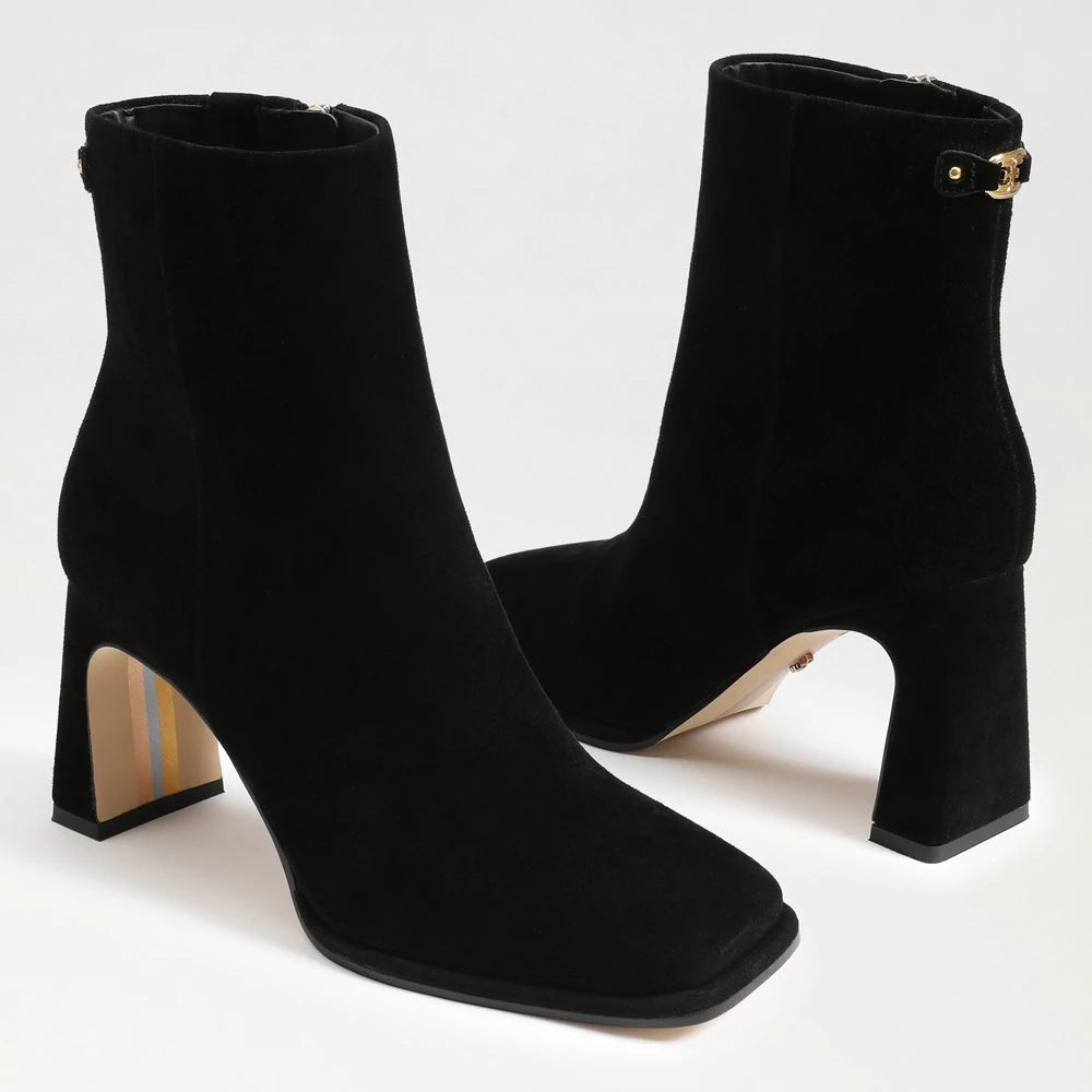 Irie Square Toe Ankle Boot Shoes Sam Edelman Suede Black 6 