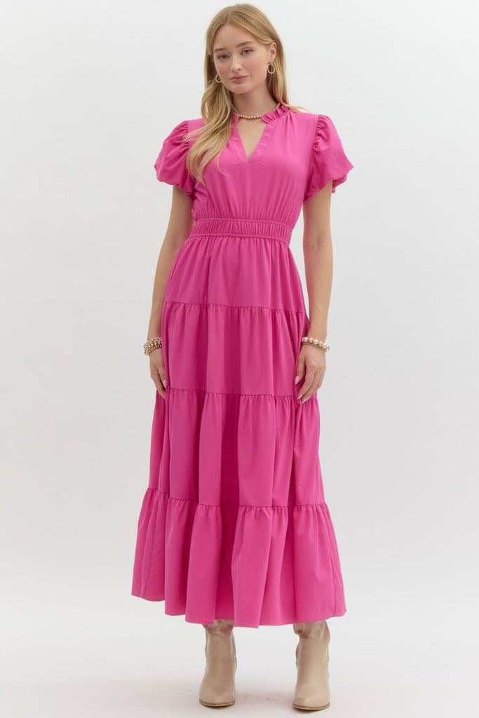 The Lanie Ann Maxi Clothing Peacocks & Pearls Magenta S