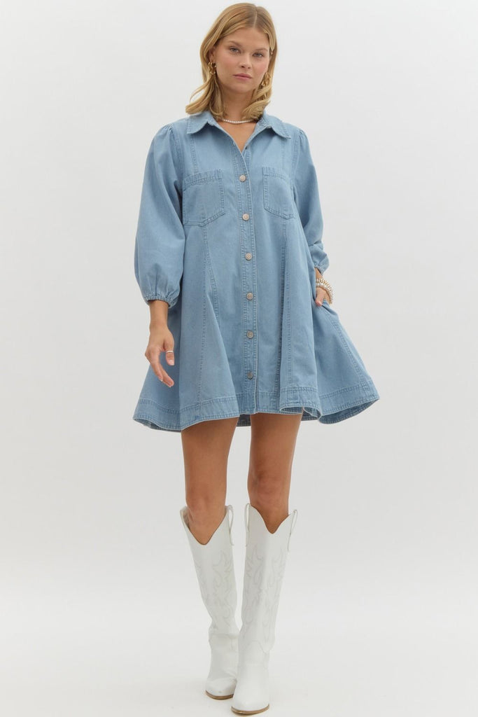 The Moroney Denim Dress Clothing Peacocks & Pearls