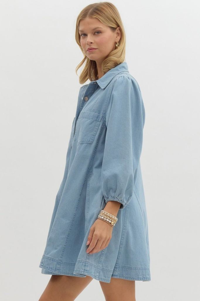 The Moroney Denim Dress Clothing Peacocks & Pearls