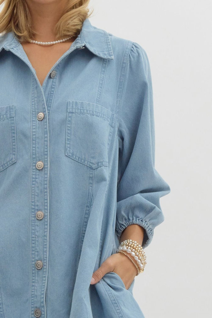The Moroney Denim Dress Clothing Peacocks & Pearls