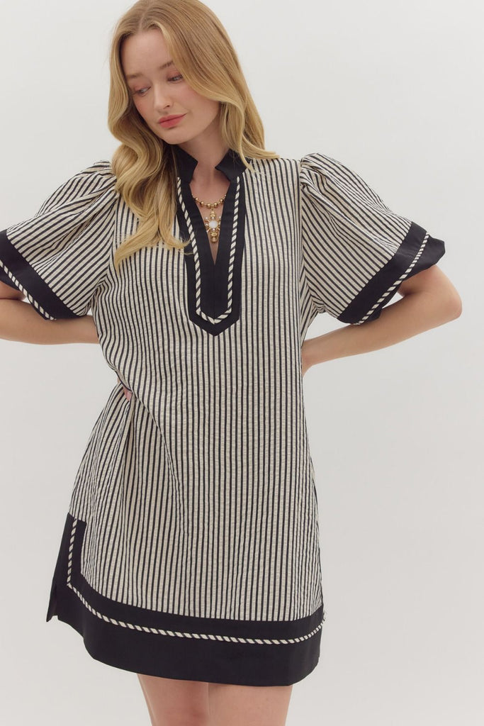 Midnight Striped Mini Clothing Peacocks & Pearls Owensboro Black S