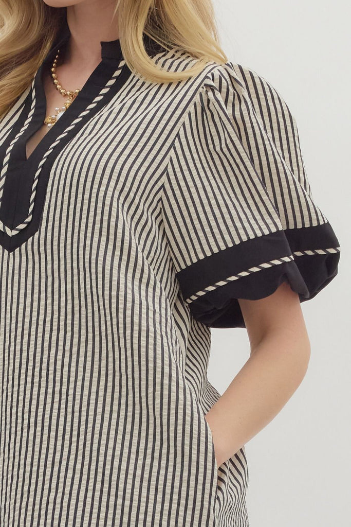 Midnight Striped Mini Clothing Peacocks & Pearls Owensboro