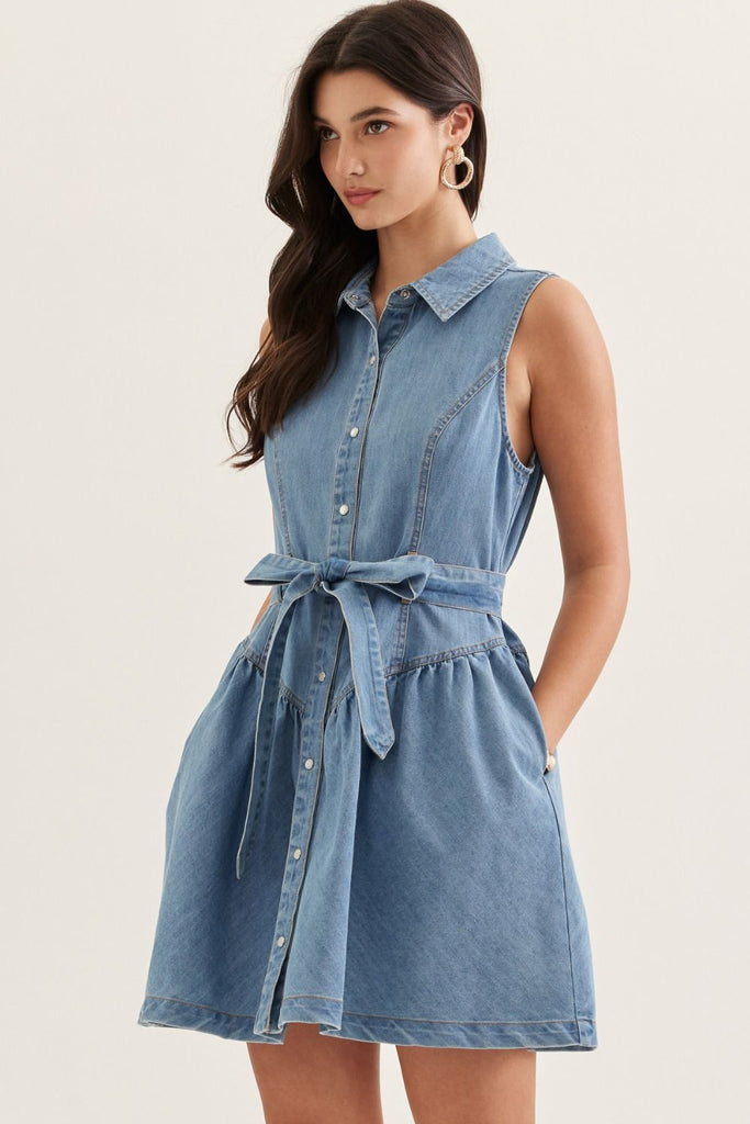 peacocks denim dress Down For It Denim Midi Dress L