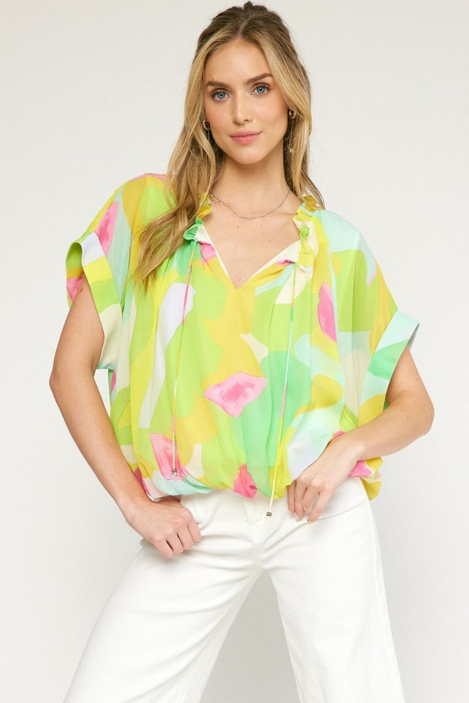 Love Story Top Clothing Peacocks & Pearls Chartreuse S 