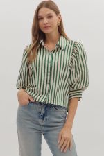The Maren Stripe Top Clothing Peacocks & Pearls Green S