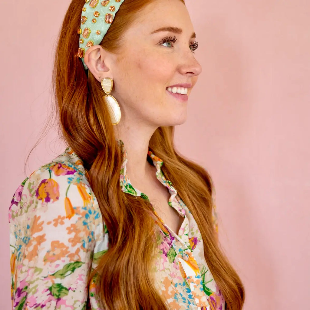 June Vintage Brocade Headband Accessories Peacocks & Pearls   