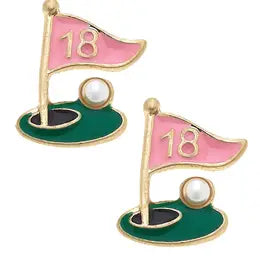 Albatross 18th Hole Stud Accessories Peacocks & Pearls Pink/Green