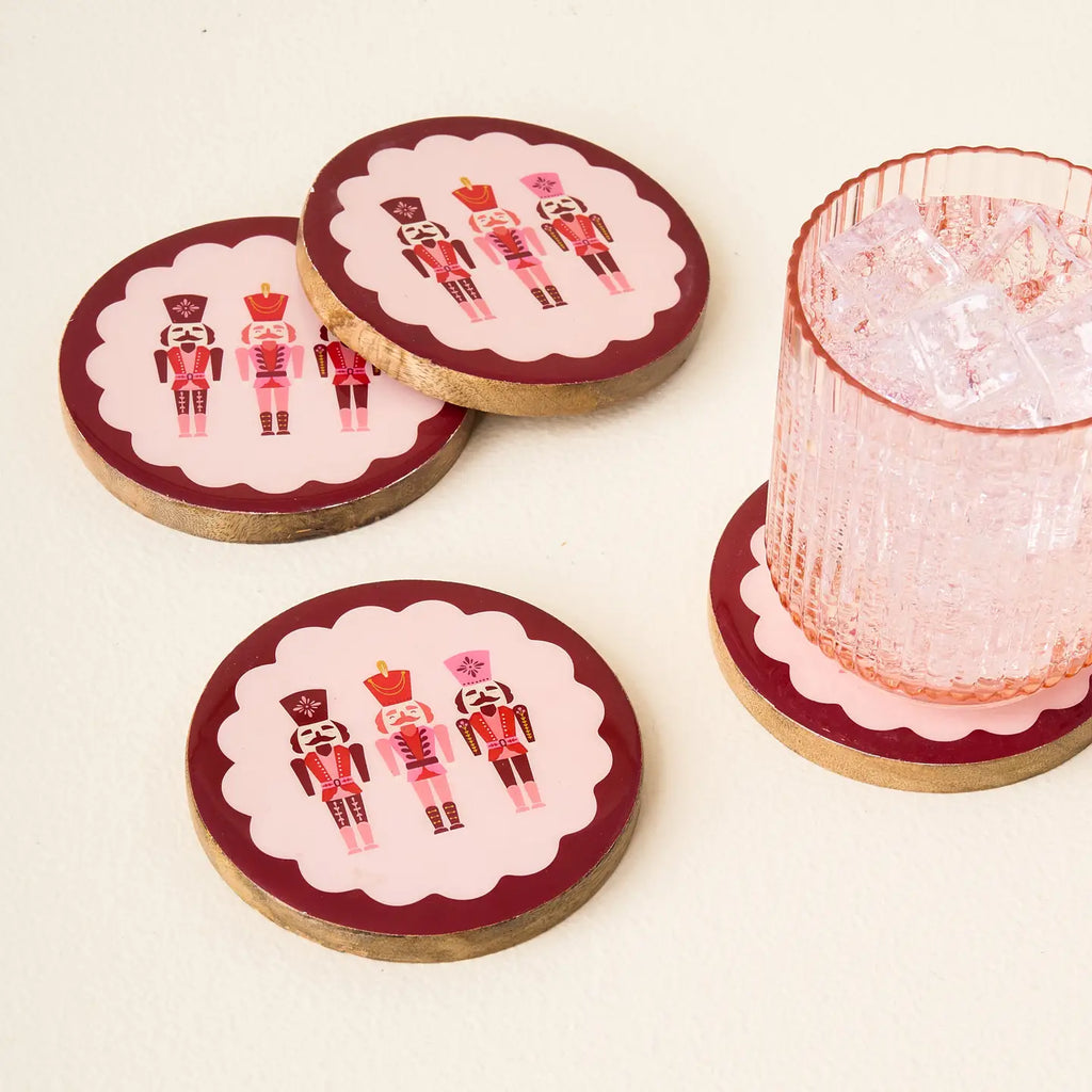 Wood Coaster Set Sale Peacocks & Pearls