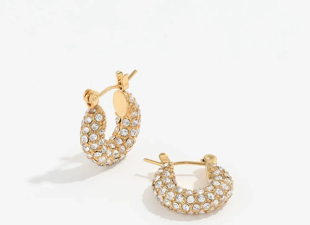 Small Diamond Hoops Jewelry Peacocks & Pearls Gold