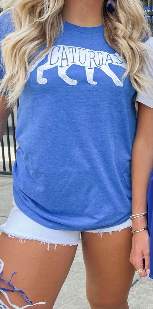 Caturday Tee Clothing Peacocks & Pearls Blue XS 