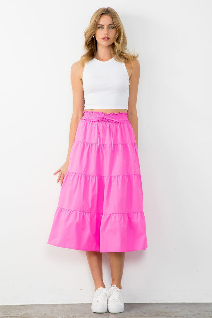 Neon Dreams Midi Skirt Clothing Peacocks & Pearls Hot Pink XS 
