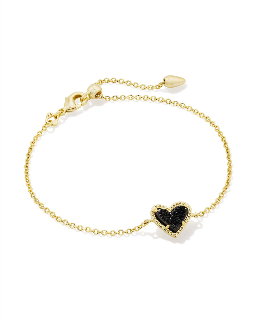 Ari Heart Chain Bracelet Jewelry Kendra Scott Gold Black Drusy