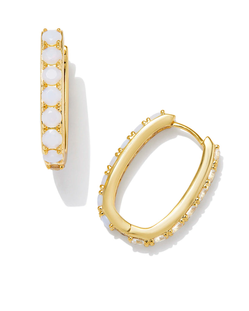Chandler Hoop Jewelry Kendra Scott Gold White Opalite Mix  