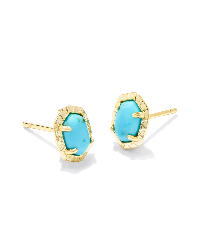Daphne Stud Jewelry Kendra Scott Gold Variegated Turquoise  