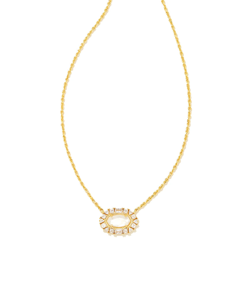 Elisa Crystal Frame Pendant Jewelry Kendra Scott Gold Ivory Mother of Pearl  