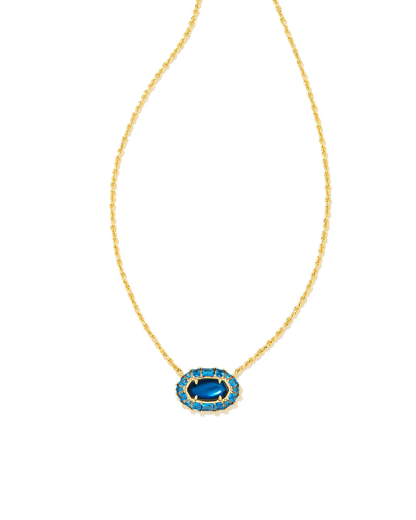 Elisa Crystal Frame Pendant Jewelry Kendra Scott Gold Sea Blue Illusion  