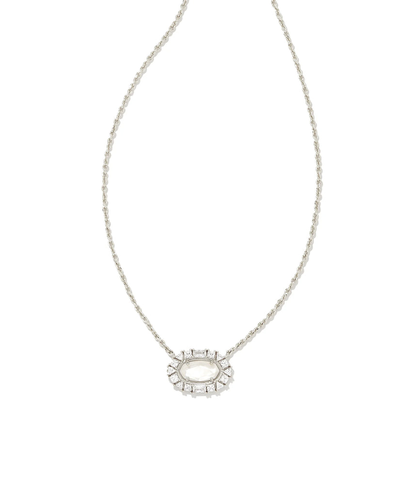 Elisa Crystal Frame Pendant Jewelry Kendra Scott Silver Ivory Mother of Pearl  