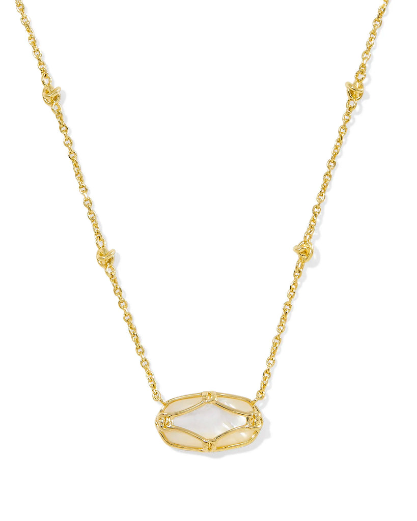 Elisa Lattice Frame Necklace Jewelry Kendra Scott Gold Ivory Mother of Pearl