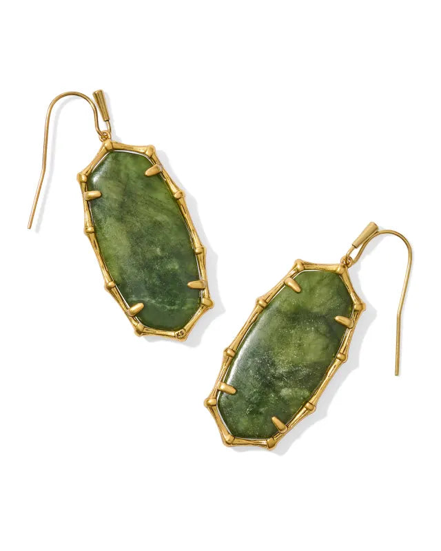 Elle Bamboo Frame Earring Jewelry Kendra Scott Gold Sage Serpentine  