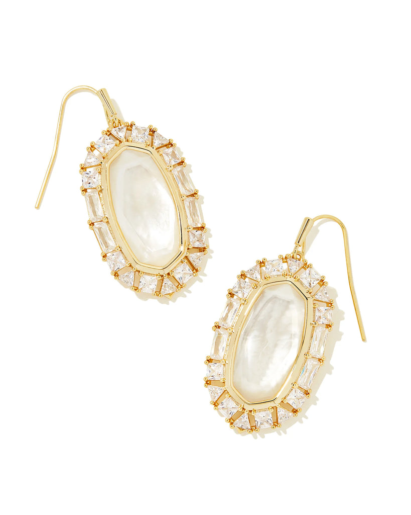 Elle Crystal Frame Drops Jewelry Peacocks & Pearls Gold Ivory Mother of Pearl  