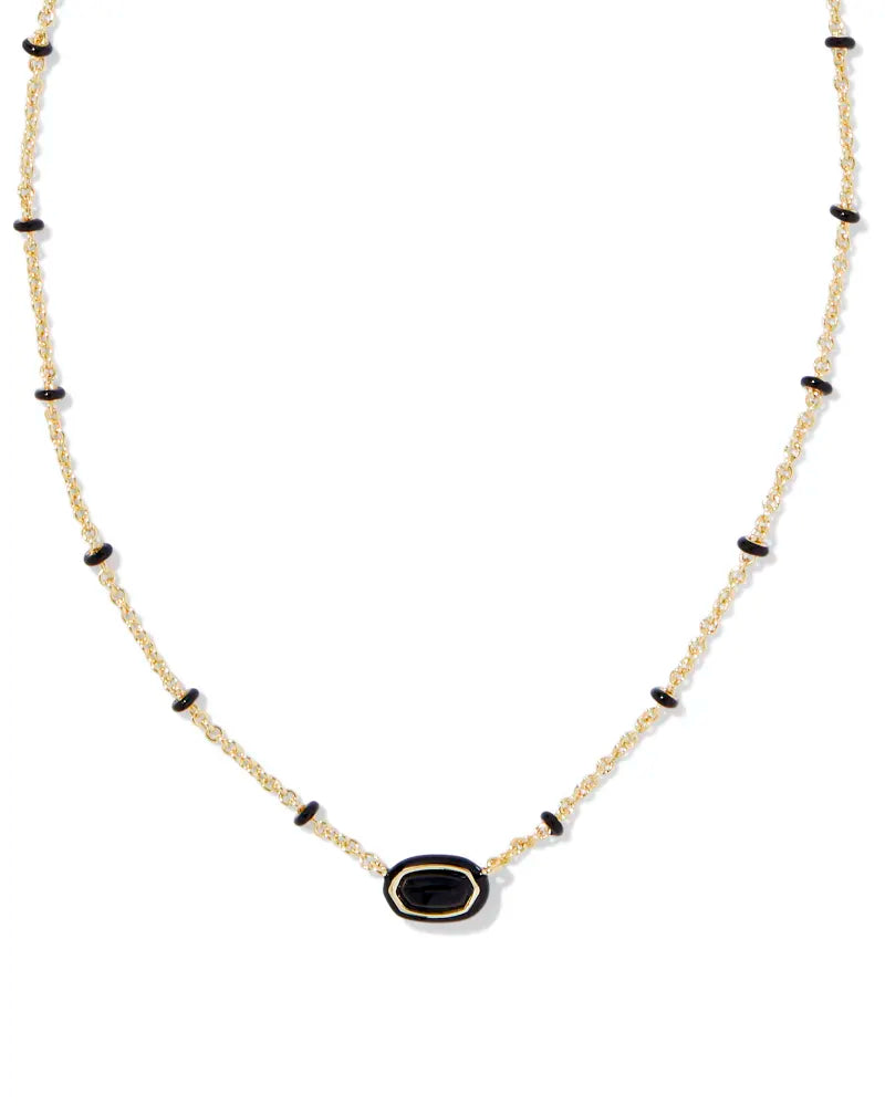 Mini Elisa Enamel Frame Pendant Jewelry Kendra Scott Gold Black Agate  