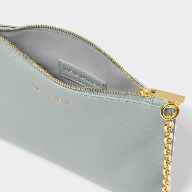 Astrid Chain Clutch  Peacocks & Pearls Duck Egg Blue  