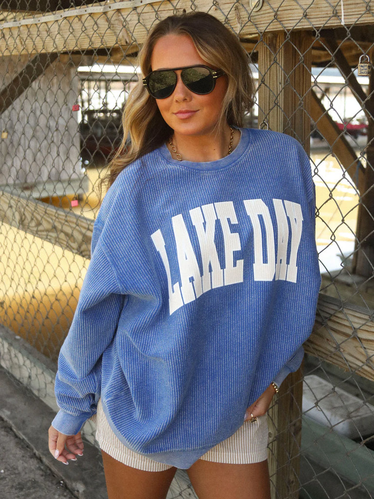 Lake Day Corded Sweatshirt Clothing Peacocks & Pearls