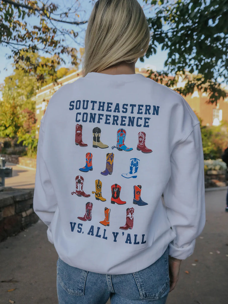 SEC Boot Sweatshirt Clothing Peacocks & Pearls White S 