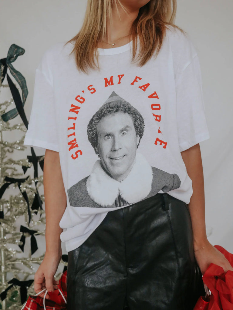 Smiling's My Favorite Tee Clothing Peacocks & Pearls White S 