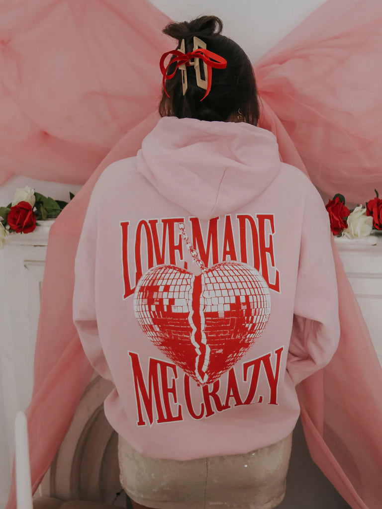 Love Made Me Crazy Hoodie Clothing Peacocks & Pearls Pink S 
