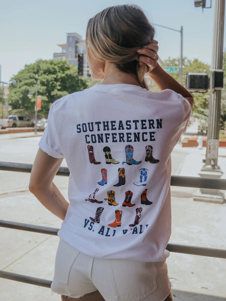 Boots VS All Y'all Tee Clothing Peacocks & Pearls   