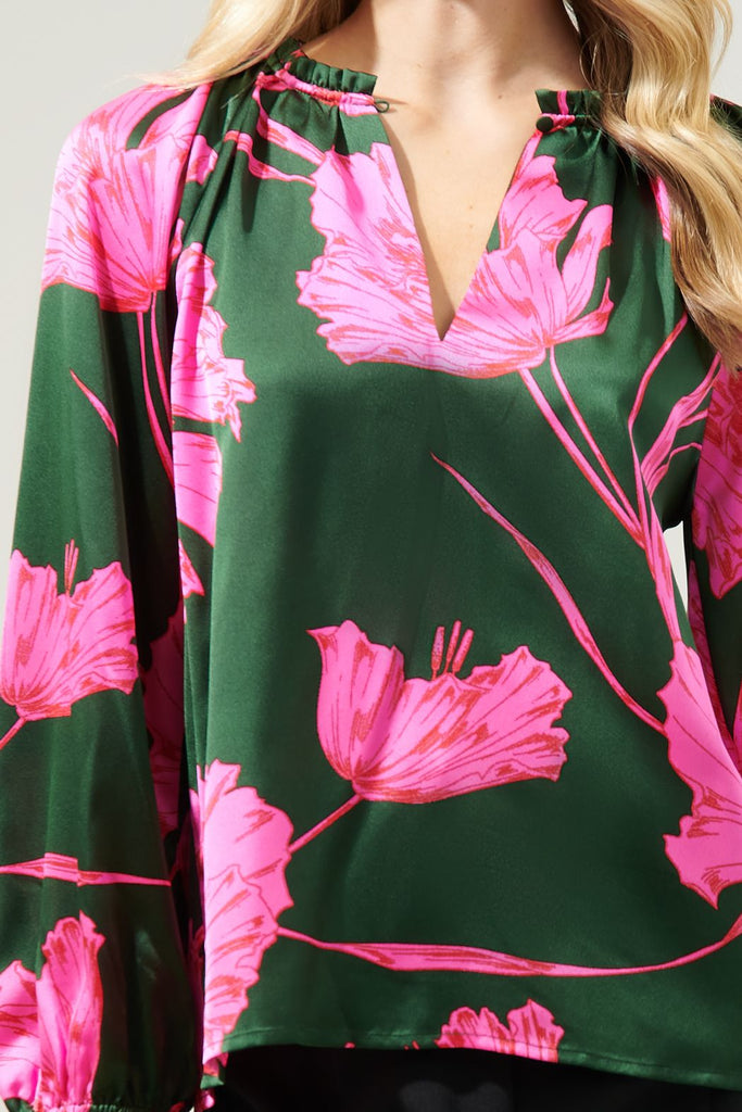 Movie Split Neck Blouse Clothing Peacocks & Pearls   