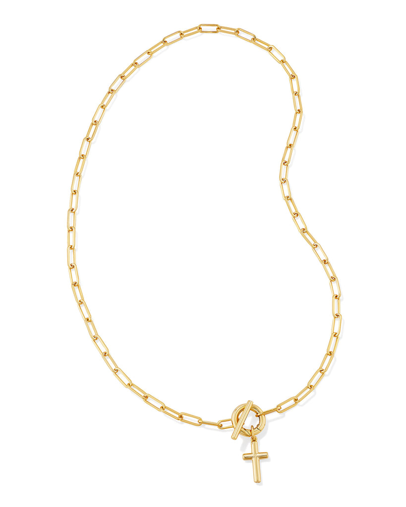 Cross Link and Chain Necklace Jewelry Kendra Scott Gold