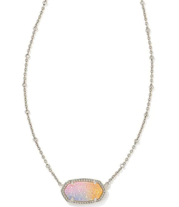 Elisa Drusy Necklace Jewelry Kendra Scott Silver Pink Watercolor Drusy  