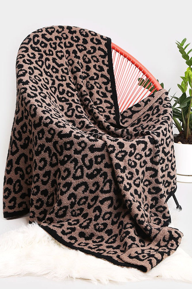 Leopard Print Blanket Home Wona Trading Brown and Black  