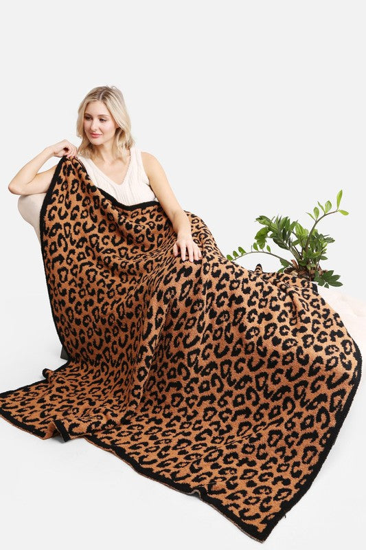 Leopard Print Blanket Home Wona Trading Black and Camel  