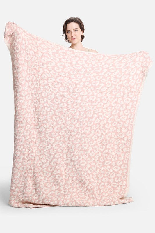 Leopard Print Blanket Home Wona Trading Pink and White  