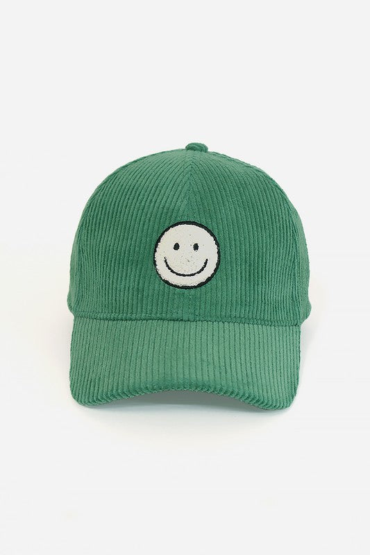 Corduroy Smiley Cap Accessories David & Young Sage  