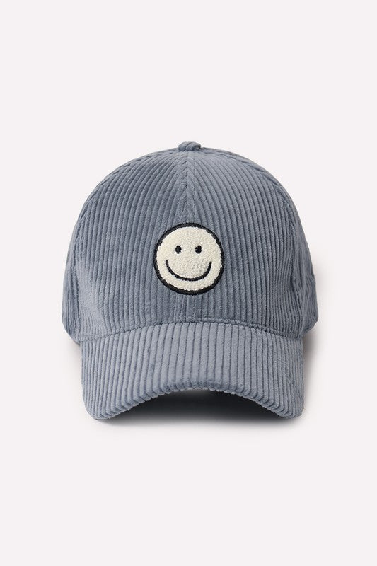 Corduroy Smiley Cap Accessories David & Young Dusty Blue  