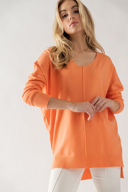 Britt Tunic Sweater Clothing Peacocks & Pearls Orange S 