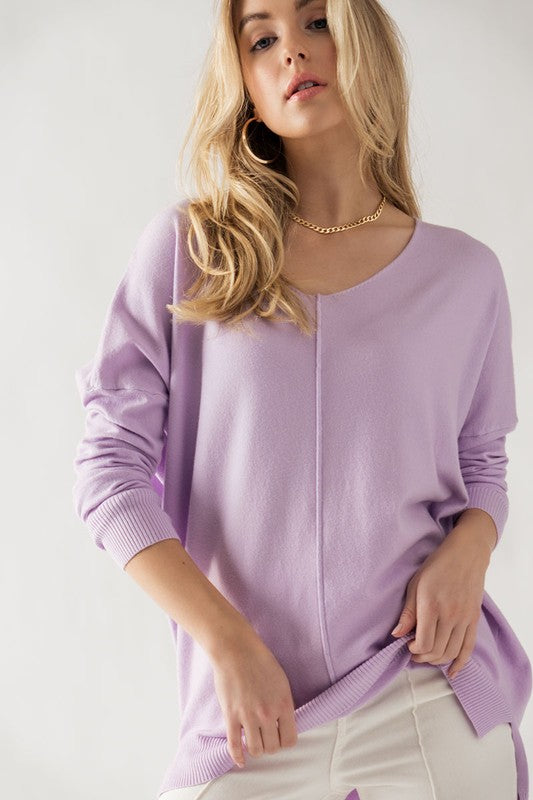 Britt Tunic Sweater Clothing Peacocks & Pearls Lavender S 