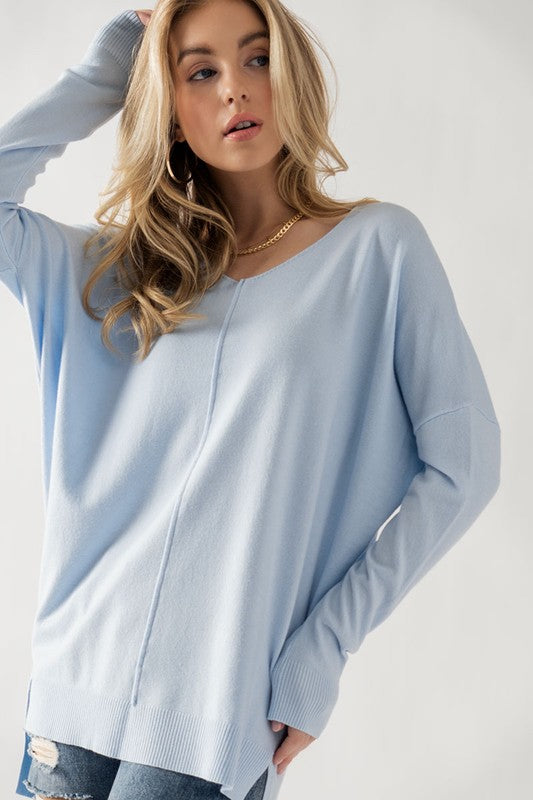 Britt Tunic Sweater Clothing Peacocks & Pearls Sky Blue S 