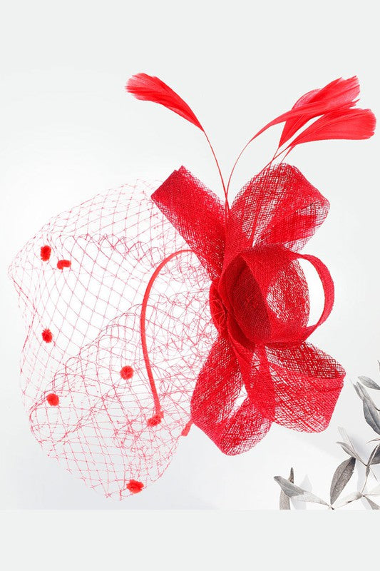 See Ya at the Track Fascinator Accessories Peacocks & Pearls Red  